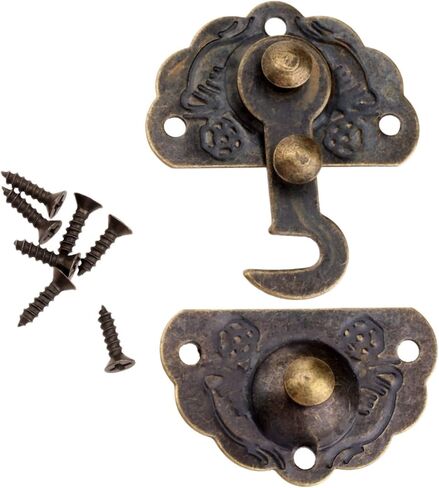 Latch Lock Latch Hasp Hook Clasp Lock Screws Vintage Decorative Antique Bronze Metal Buckle Box Case Jewelry Toolbox Hardware in Saudi Arabia