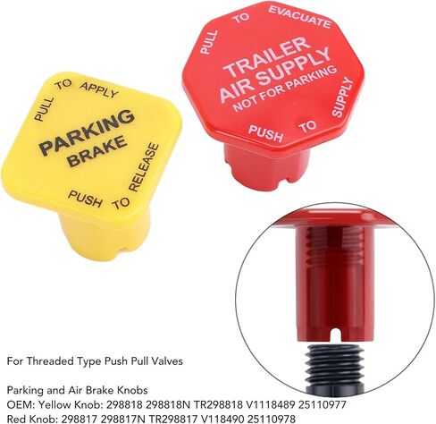 Parking and Air Brake Knobs Replacement for Truck Fit for Threaded Type Push Pull Valves YellowRed Plastic Material in Saudi Arabia