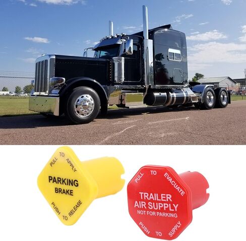 Parking and Air Brake Knobs Replacement for Truck Fit for Threaded Type Push Pull Valves YellowRed Plastic Material in Saudi Arabia
