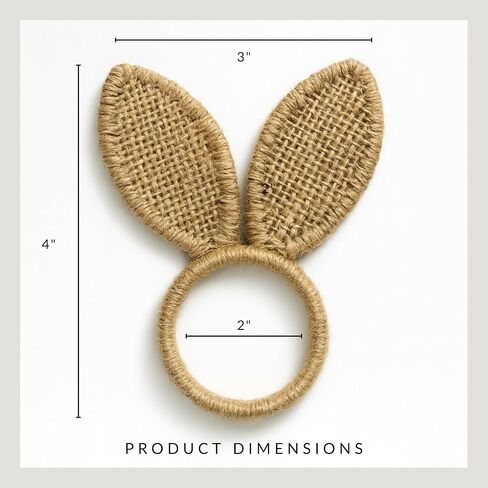 Elrene Home Fashions Burlap Bunny Ear Napkin Rings, Set of 4 in Saudi Arabia