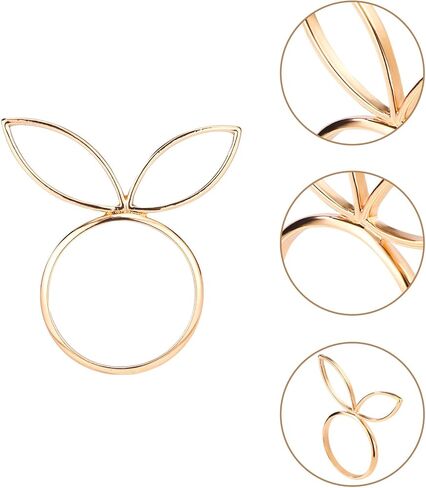 12pcs Easter Bunny Napkin Rings, Gold Rabbit Ear Easter Napkin Holder Cute Serviette Buckles Spring Dinner Table Decoration for Party Wedding Banquet Setting in Saudi Arabia