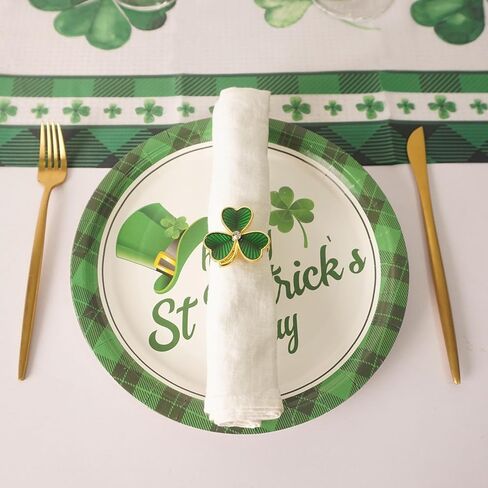 St. Patrick’s Day Napkin Rings Set of 6 Green Clover Napkin Rings Napkin Holder Rings Metal Shamrock Napkin Rings for Saint Patty's Day Dining Party Banquet Table Decoration in Saudi Arabia
