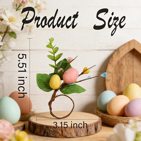 Easter Egg Napkin Rings Set of 6, Rustic Farmhouse Handmade Style Napkin Ring Holders Table Decor for Easter Spring Holiday Dinner Wedding Party Tableware Decoration Supplies in Saudi Arabia