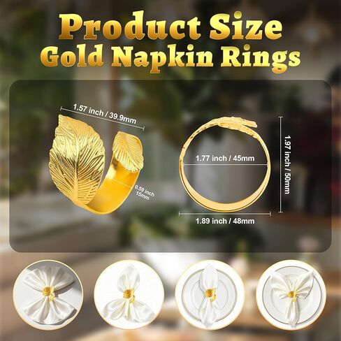 Napkin Rings Gold Napkin Rings Set of 12 Metal Leaf Shaped Fall Thanksgiving Christmas Napkin Ring Napkin Holder Buckles for Elegant Dinner Table Decor,Kitchen,Banquet,Wedding,Holiday, Everyday Party in Kuwait