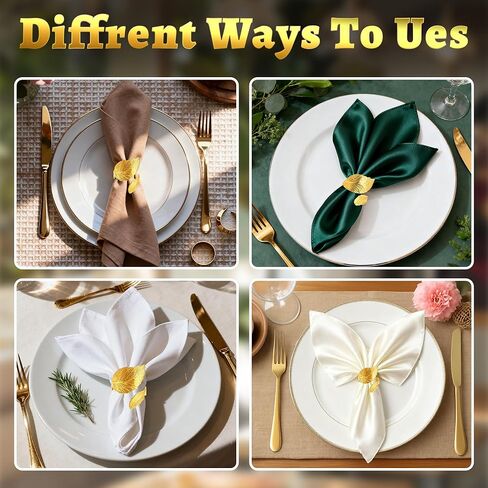 Napkin Rings Gold Napkin Rings Set of 12 Metal Leaf Shaped Fall Thanksgiving Christmas Napkin Ring Napkin Holder Buckles for Elegant Dinner Table Decor,Kitchen,Banquet,Wedding,Holiday, Everyday Party in Kuwait