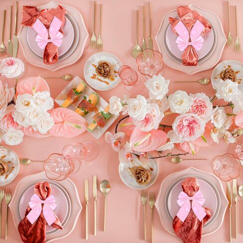 Bow Napkin Ring Set of 12, Pink Napkin Ring Holder Satin Pink Bow Napkin Buckle Bowknot Dinner Table Ring for Bow Party Decorations Coquette Party Bachelorette Bridal Baby Shower Wedding in Kuwait