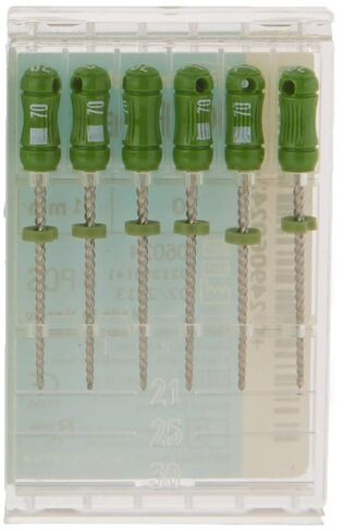 6024 Endo Hand K-File, 0.02mm Taper, 21mm Length, Stainless Steel, 70 Tip Size, Green, Pack of 6 in Saudi Arabia