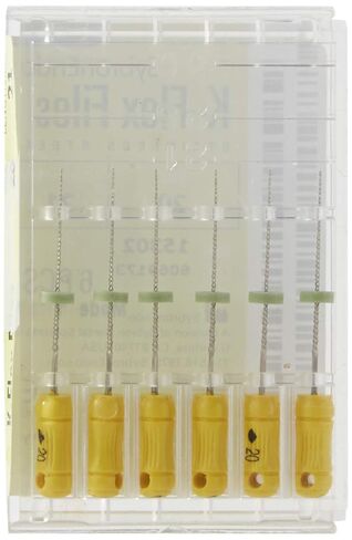 15302 Endo Hand K-Flex File, 0.02 mm Taper, 21 mm Length, Stainless Steel, 20 Tip Size, Yellow (Pack of 6) in Saudi Arabia