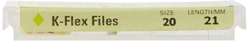 15302 Endo Hand K-Flex File, 0.02 mm Taper, 21 mm Length, Stainless Steel, 20 Tip Size, Yellow (Pack of 6) in Saudi Arabia