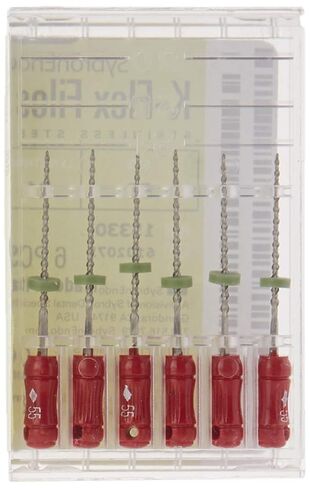 مبرد Endo Hand K-Flex 15330، مستدق 0.02 مم، طول 21 مم، من الفولاذ المقاوم للصدأ، حجم الطرف #55، أحمر (عبوة من 6 قطع) in Saudi Arabia