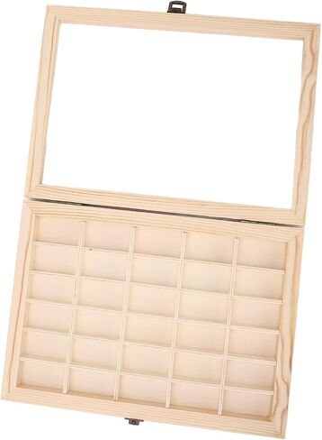 30-Slot Film Cassette Display Case Solid Wood 11.6x8.5x1.8 Inches for 35mm Camera Film Organization with Rustic Style in Saudi Arabia