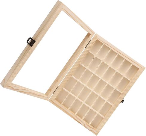 30-Slot Film Cassette Display Case Solid Wood 11.6x8.5x1.8 Inches for 35mm Camera Film Organization with Rustic Style in Saudi Arabia