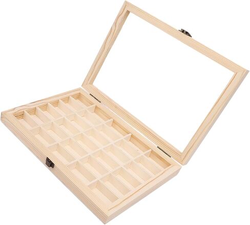 30-Slot Film Cassette Display Case Solid Wood 11.6x8.5x1.8 Inches for 35mm Camera Film Organization with Rustic Style in Saudi Arabia