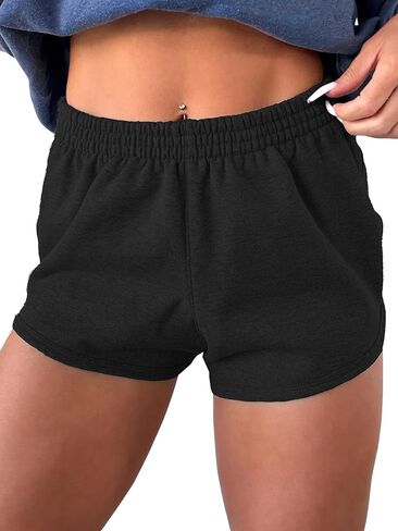 شورت نسائي من HERILIOS عالي الخصر للعرق خفيف الوزن مصنوع من خليط القطن وحزام خصر مرن للجري in Kuwait