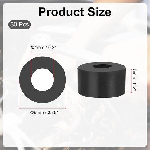 Generic Multi Purpose Rubber Spacer, 30Pcs 4mm ID x 9mm OD x 5mm T Neoprene Round Anti-Vibration Isolation Pads Isolator Rubber Bushings Spacer Washer for HVAC Bolts Car Accessories in Saudi Arabia