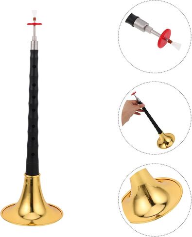 Ipetboom Traditional Chinese Suona Wind Instrument in Resin Ebony Finish D Key with Gold-plated Bell for Beginners, High-strength Anti-corrosion Folk Music Instrument Suitable for Practice in Saudi Arabia