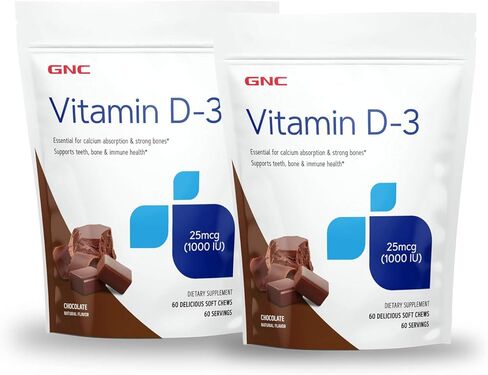 GNC Vitamin D-3 Soft Chews 1000IU - Chocolate - Twin Pack in Saudi Arabia
