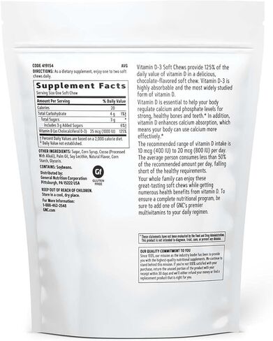 GNC Vitamin D-3 Soft Chews 1000IU - Chocolate - Twin Pack in Saudi Arabia