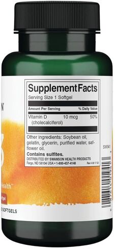 Swanson Vitamin D3 400IU (10 MCG) 250 SGELS in Saudi Arabia