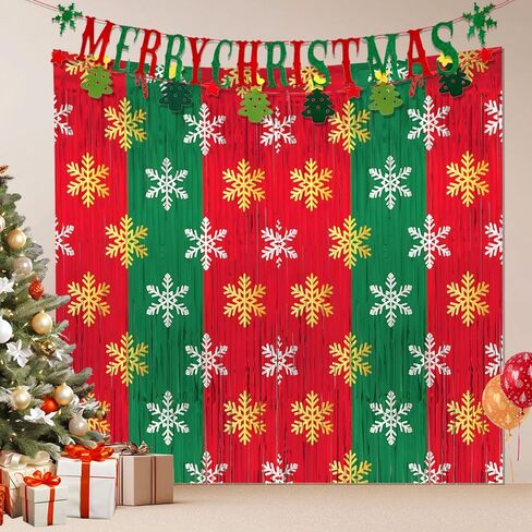 YQUQWN 2 PCS Fall Metallic Foil Fringe Curtains 3.3 X 6.6 ft Autumn Harvest Photo Booth Props Backdrop Red Gold Yellow Fall Thanksgiving Decorations Party Supplies Background in Saudi Arabia