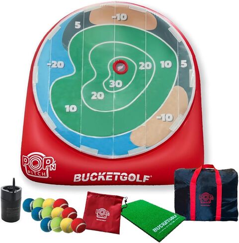 BucketGolf Pop-n-Pitch Inflatable Golf Target Game – Portable Golf Practice Mat with Movable Bullseye, Lightweight and Easy Setup for Backyard or Garage in Kuwait