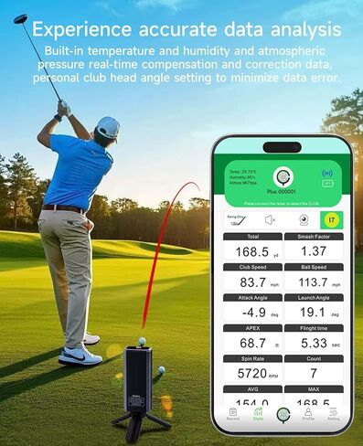 Portable Golf Launch Monitor Pro X1 Plus, Simulators for Home & Training, Mobile Launch Monitor for Golf Swing Analysis, Tracker & Swing Analyzer, Indoor Outdoor Use, Up to 10 Hours Battery Life. in Saudi Arabia