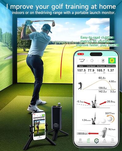 Portable Golf Launch Monitor Pro X1 Plus, Simulators for Home & Training, Mobile Launch Monitor for Golf Swing Analysis, Tracker & Swing Analyzer, Indoor Outdoor Use, Up to 10 Hours Battery Life. in Saudi Arabia