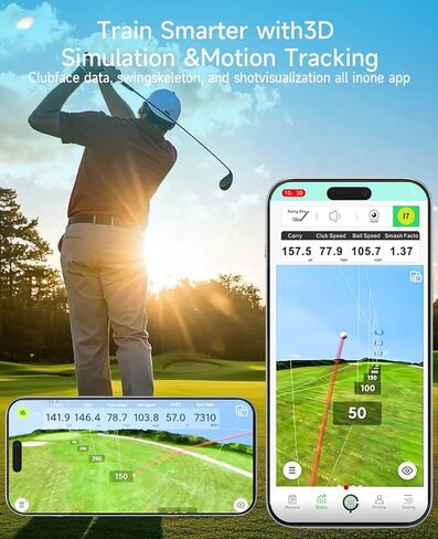 Portable Golf Launch Monitor Pro X1 Plus, Simulators for Home & Training, Mobile Launch Monitor for Golf Swing Analysis, Tracker & Swing Analyzer, Indoor Outdoor Use, Up to 10 Hours Battery Life. in Saudi Arabia