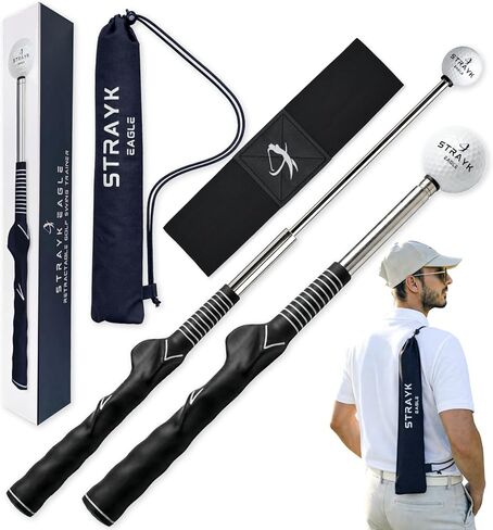 Retractable Golf Swing Trainer Aid Non-Slip Rubber Grip - Posture Support Training Arm Band - Premium Carry Bag - Tempo Training Aid - Swing Tempo and Alignment Practice in Saudi Arabia