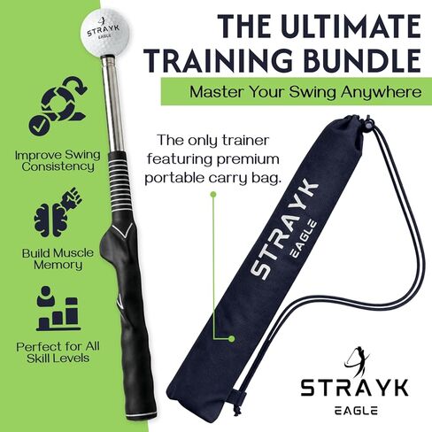 Retractable Golf Swing Trainer Aid Non-Slip Rubber Grip - Posture Support Training Arm Band - Premium Carry Bag - Tempo Training Aid - Swing Tempo and Alignment Practice in Saudi Arabia