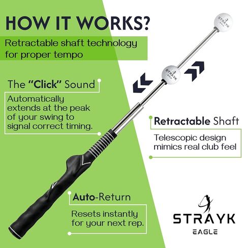 Retractable Golf Swing Trainer Aid Non-Slip Rubber Grip - Posture Support Training Arm Band - Premium Carry Bag - Tempo Training Aid - Swing Tempo and Alignment Practice in Saudi Arabia