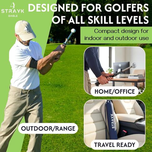 Retractable Golf Swing Trainer Aid Non-Slip Rubber Grip - Posture Support Training Arm Band - Premium Carry Bag - Tempo Training Aid - Swing Tempo and Alignment Practice in Saudi Arabia