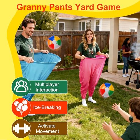 مجموعة ألعاب عيد الفصح المكونة من 17 قطعة من Granny Pants Yard Game، 2 سروال الجدة المضحك كبير الحجم مع 10 كرات، 2 مضخة هواء، ألعاب القذف في الهواء الطلق للأطفال في الفناء الخلفي في الحديقة وعيد الفصح وحفلات لم الشمل من 4 سنوات فما فوق in Kuwait