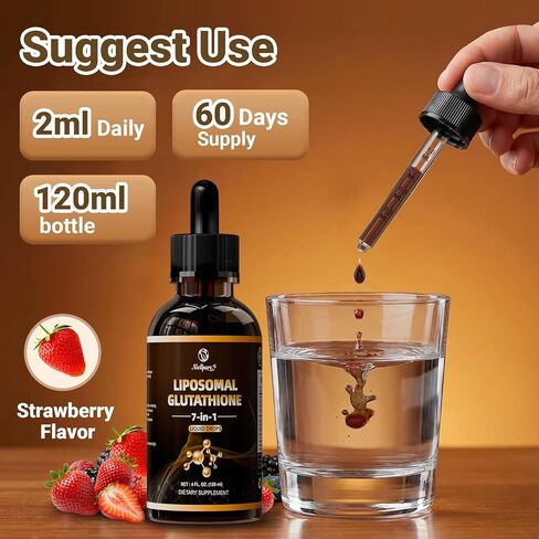 7-in-1 Liposomal Glutathione Liquid – 4 Fl. Oz – Glutathione Supplement with PQQ, CoQ10, Vitamin C & B2 – Antioxidant for Immune & Energy Support – 60 Day Supply in Saudi Arabia