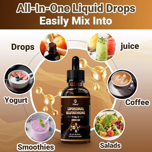 7-in-1 Liposomal Glutathione Liquid – 4 Fl. Oz – Glutathione Supplement with PQQ, CoQ10, Vitamin C & B2 – Antioxidant for Immune & Energy Support – 60 Day Supply in Saudi Arabia