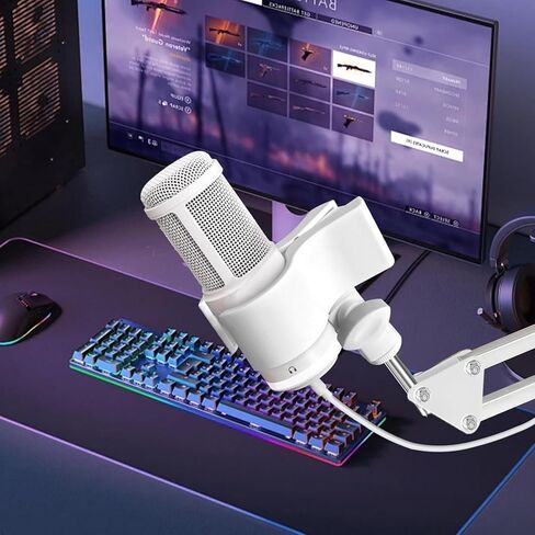 حامل جداري لميكروفون أبيض، حامل جداري بذراع ميكروفون متوافق مع Shure Rode Logitech Blue Yeti وRazer وHyperX Mic للبث والبودكاست والبث والألعاب in Saudi Arabia