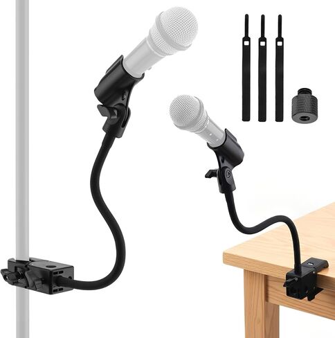 حامل ميكروفون مكتبي مقاس 13 بوصة معقوفة مناسب لـ Shure / AT2020 مع محولين وربطات كابل، ذراع ميكروفون مرن عالي التحمل (13 بوصة) in Kuwait