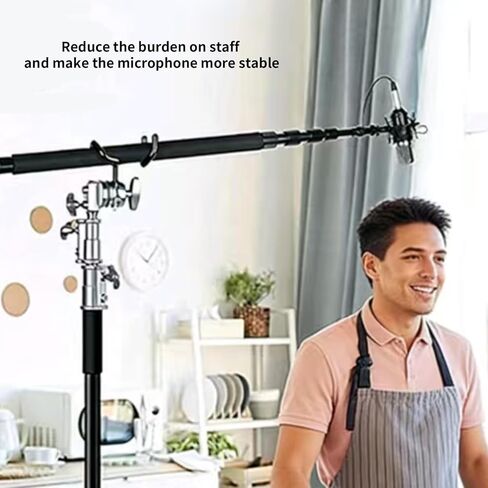 حامل عمود بوم، حامل معدني لحامل ذراع الرافعة لحوامل C وحوامل الميكروفون، حامل عمود ميكروفون ممتاز مع دعامة ناتئة لتسجيل صوتي محسن، حامل ميكروفون بوم in Kuwait