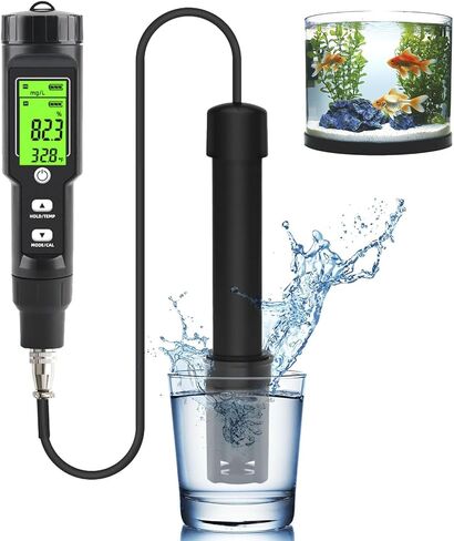 Dissolved Oxygen Meter, 0-40.00 mg/L Dissolved Oxygen Test Kit for Pond Aquarium Aquaculture, Oxygen Analyzer DO Meter with Electrode Filling Fluid in Saudi Arabia