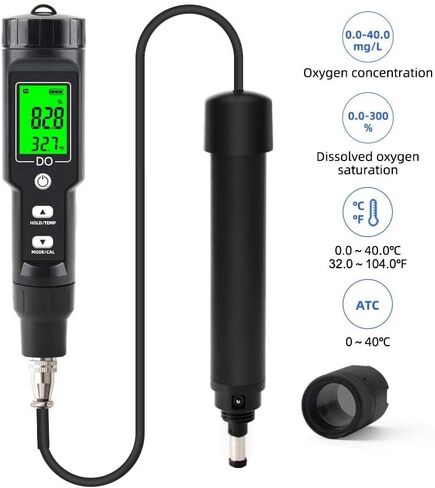 Water Quality Tester, Digital Dissolved Oxygen Meter Oxygen Analyzer, Concentration Tester 0.0-40.0mg/L Dissolved Oxygen Test Dissolved Oxygen Detector in Saudi Arabia