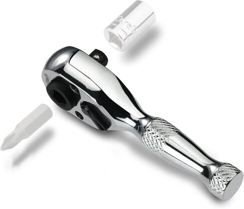 DURATECH 1/4-Inch Stubby Ratchet Wrench, Socket&Bit Driver, 72-Tooth, Chrome Alloy Made, Chrome Plated Finish in Saudi Arabia