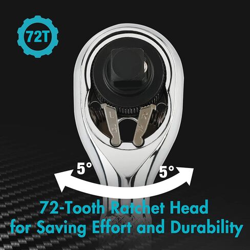 DURATECH 1/4-Inch Stubby Ratchet Wrench, Socket&Bit Driver, 72-Tooth, Chrome Alloy Made, Chrome Plated Finish in Saudi Arabia
