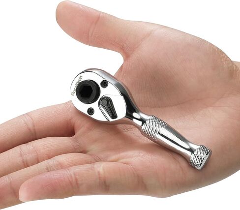 DURATECH 1/4-Inch Stubby Ratchet Wrench, Socket&Bit Driver, 72-Tooth, Chrome Alloy Made, Chrome Plated Finish in Saudi Arabia