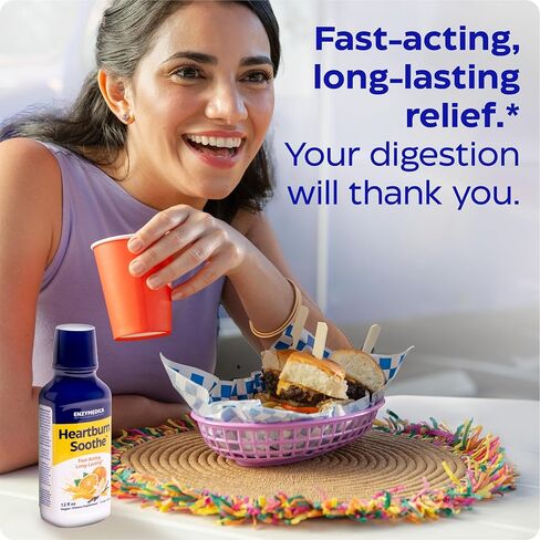 Enzymedica, Heartburn Soothe Liquid, Fast-Acting Antacid Alternative for Digestive Health, Sugar-Free with Alginates and Botanicals, Vanilla Orange Flavor, 12 fl oz in Saudi Arabia