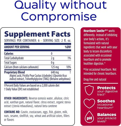 Enzymedica, Heartburn Soothe Liquid, Fast-Acting Antacid Alternative for Digestive Health, Sugar-Free with Alginates and Botanicals, Vanilla Orange Flavor, 12 fl oz in Saudi Arabia