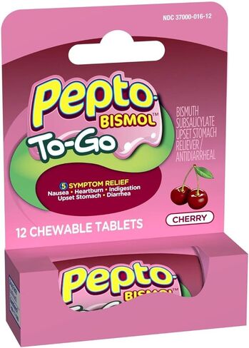 Pepto To Go Chrry Chew 12 Size 12ct Pepto To Go Cherry Chewable 12ct in Kuwait