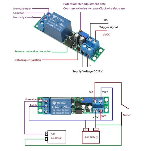 2Pcs DC 12V Timer Relay Adjustable Signal Trigger Timing Timer Delay Turn Off Delay Timer Switch Automatic Start with Optocoupler in Saudi Arabia
