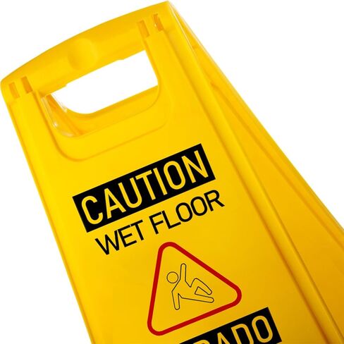 12-Pack Bilingual Caution Wet Floor Signs, A-Frame Double-Sided Warning Signs for Indoor & Outdoor Commercial Use, Foldable & Sturdy for Kitchen, Pool, Hotel and Workplace Safety in Saudi Arabia