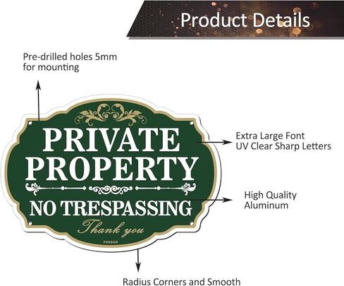 لافتة ممنوع التعدي على الممتلكات الخاصة، عبوتان، 10 × 7 بوصة (25 × 18 سم) علامة تحذير من الألومنيوم خالية من الصدأ، محمية من الأشعة فوق البنفسجية، مقاومة للبهتان in Kuwait
