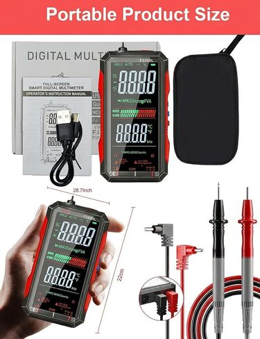 Rechargeable Digital Multimeter 6000 Counts True RMS Smart Tester with 5-Inch Screen, Auto-Range, NCV Detection, Capacitance & Temperature for Home Automotive Industrial Electrical Repairs (Red) in Saudi Arabia